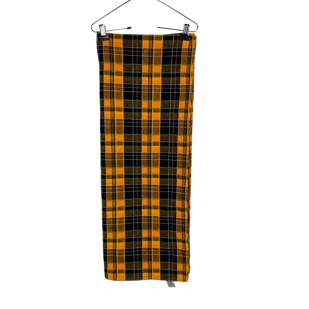 Halloween Brand Tablecloth Orange Black Plaid Woven Rectangle 54x74" Tartan Fall